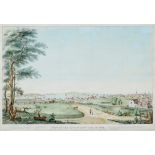 Amerika Nordamerika USA New York - "View of the city of New York in 1792". Altkolor. Lithographie,