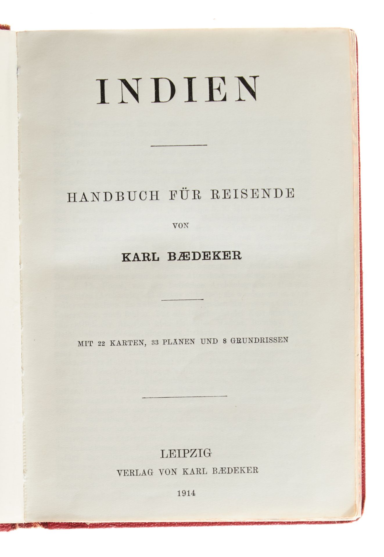 Baedeker Asien Indien. Handbuch für Reisende. Leipzig 1914. Mit 22 Karten, 33 Plänen und 8 - Bild 2 aus 3