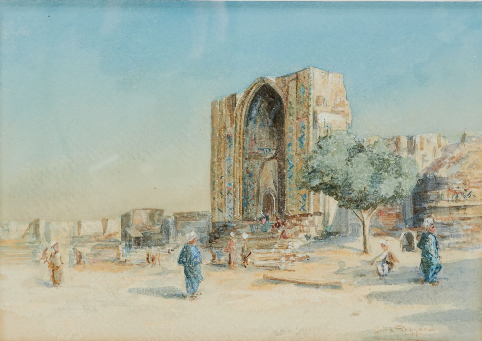 Persien Pinggera, Heinz (Künstler um 1900), Ruine einer persischen Moschee. Aquarell auf Papier.