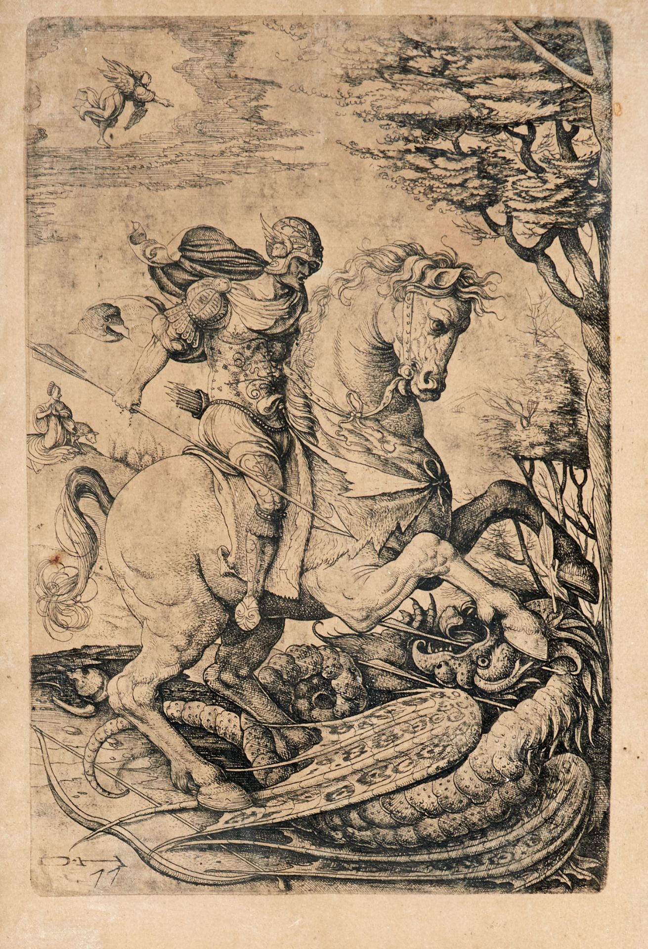 Hopfer, Daniel, d. Ä. (Kaufbeuren um 1470-1536 Augsburg), Der hl. Georg im Kampf mit dem Drachen.