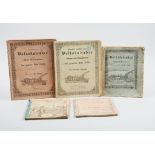 Sammlung von 4 Kalendern. 1836-63. Zus. 5 Hefte. Orig.-Brosch. (4) und Heftstreifen (tls. etw.