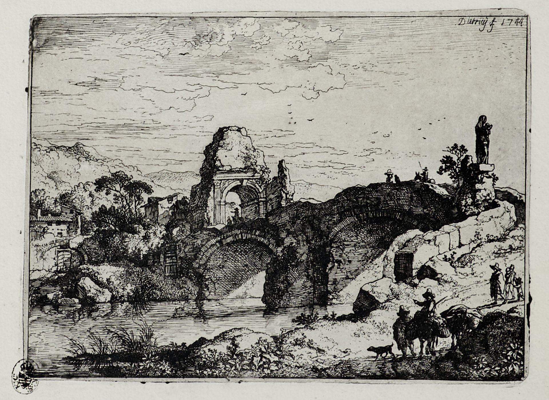 Steiner, Johann Conrad (Winterthur 1757-1818 Tägerwilen), "Tivoli". Radierung. In der Platte - Image 2 of 3