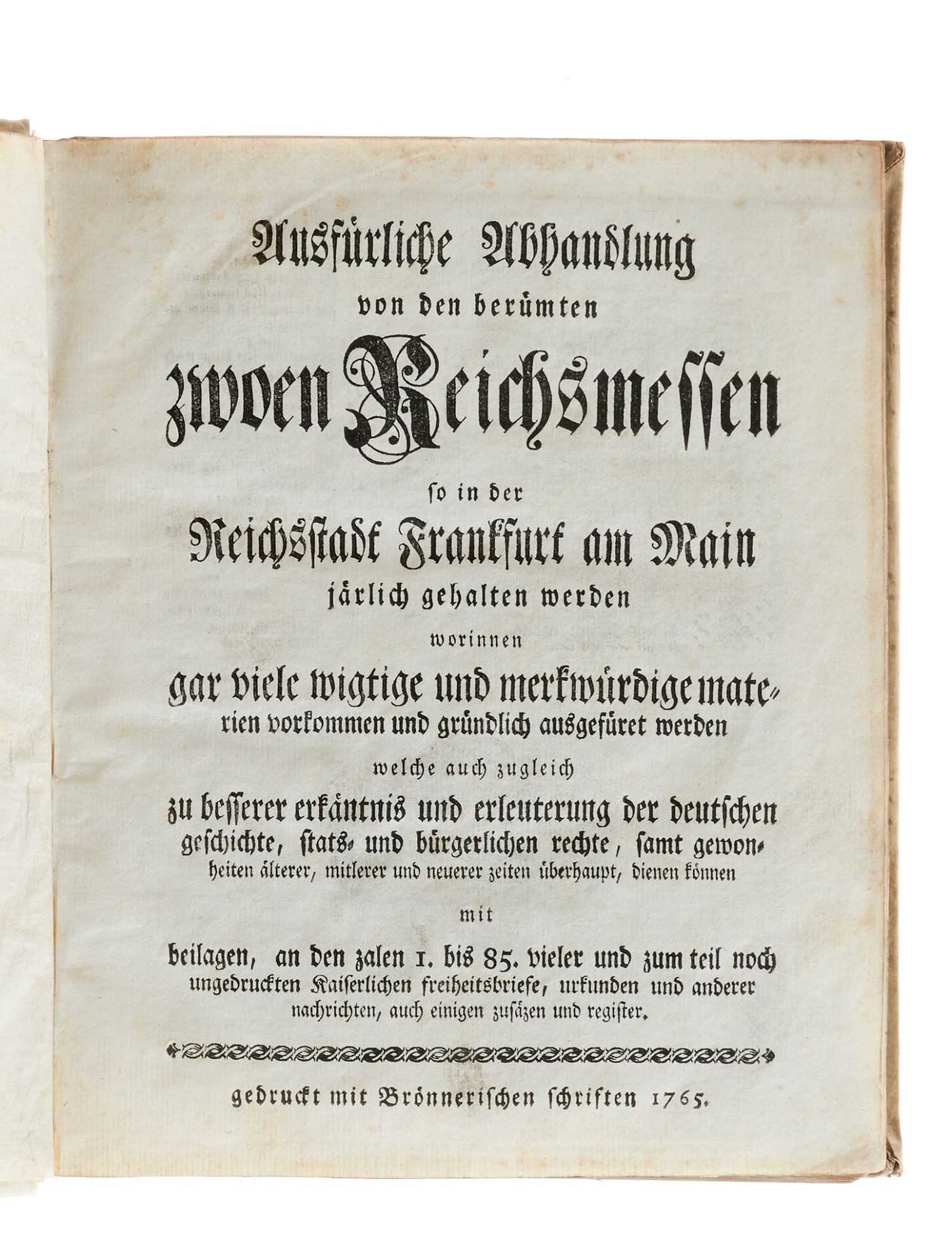 Frankfurt Messe (Orth, J. Ph.), Ausfürliche Abhandlung von den berümten zwoen Reichsmessen so in der - Image 2 of 2