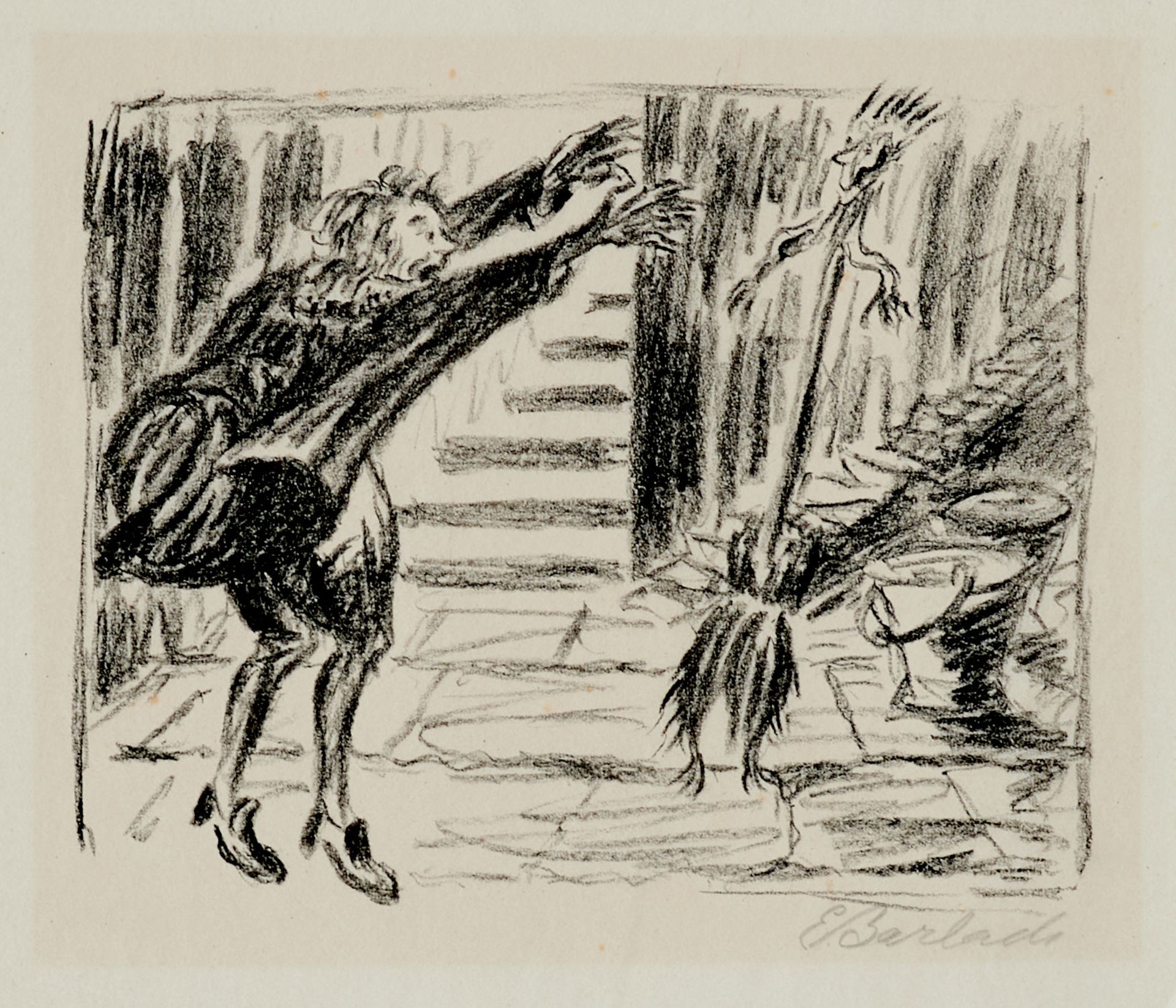 Barlach, Ernst (Wedel 1870-1938 Rostock), Der Zauberlehrling beschwört den Besen. Lithographie auf