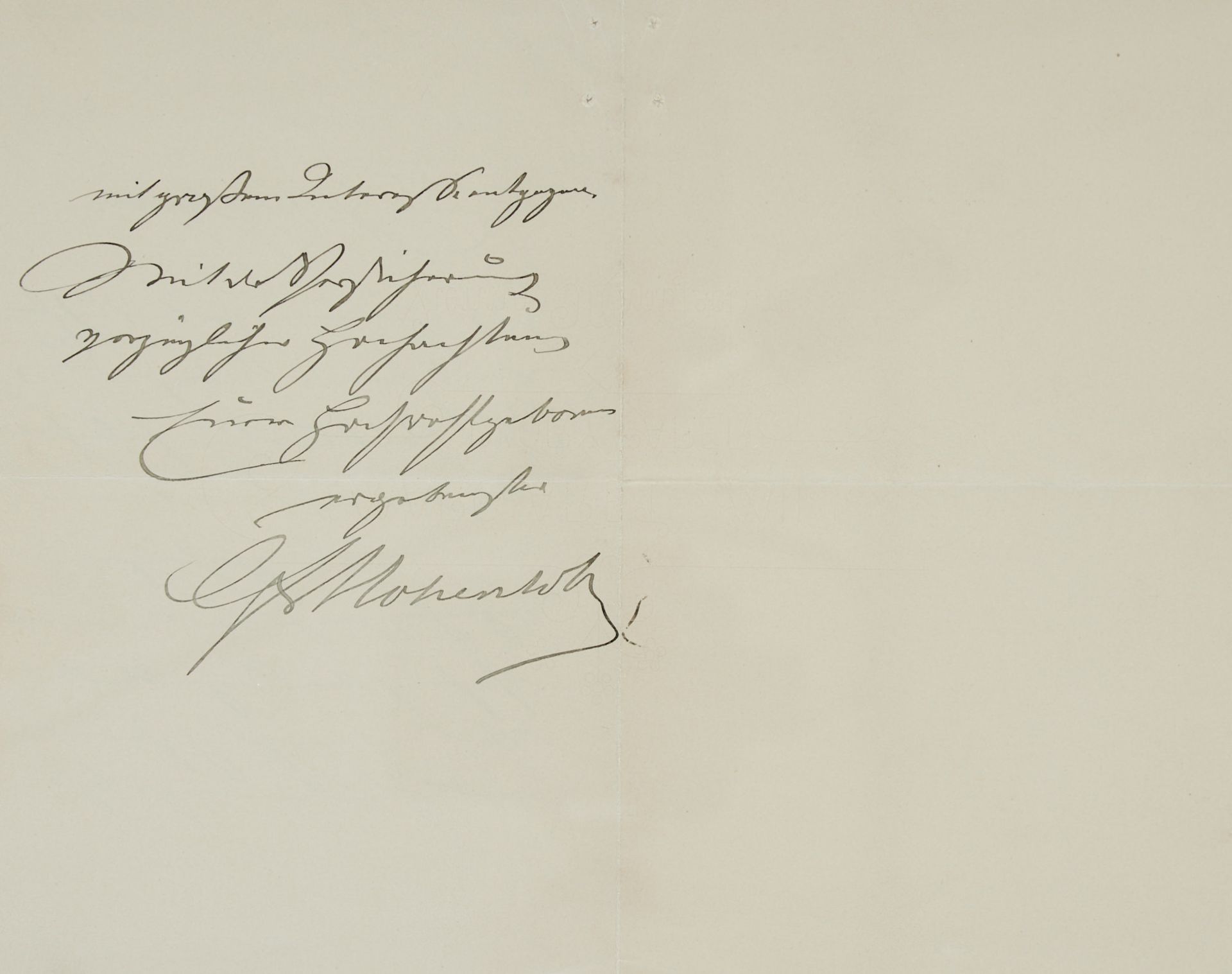 Hohenlohe-Schillingsfürst, Ch. zu, deutscher Reichskanzler (1819-1901). E. Brief mit U. Dat. Berlin, - Image 2 of 2