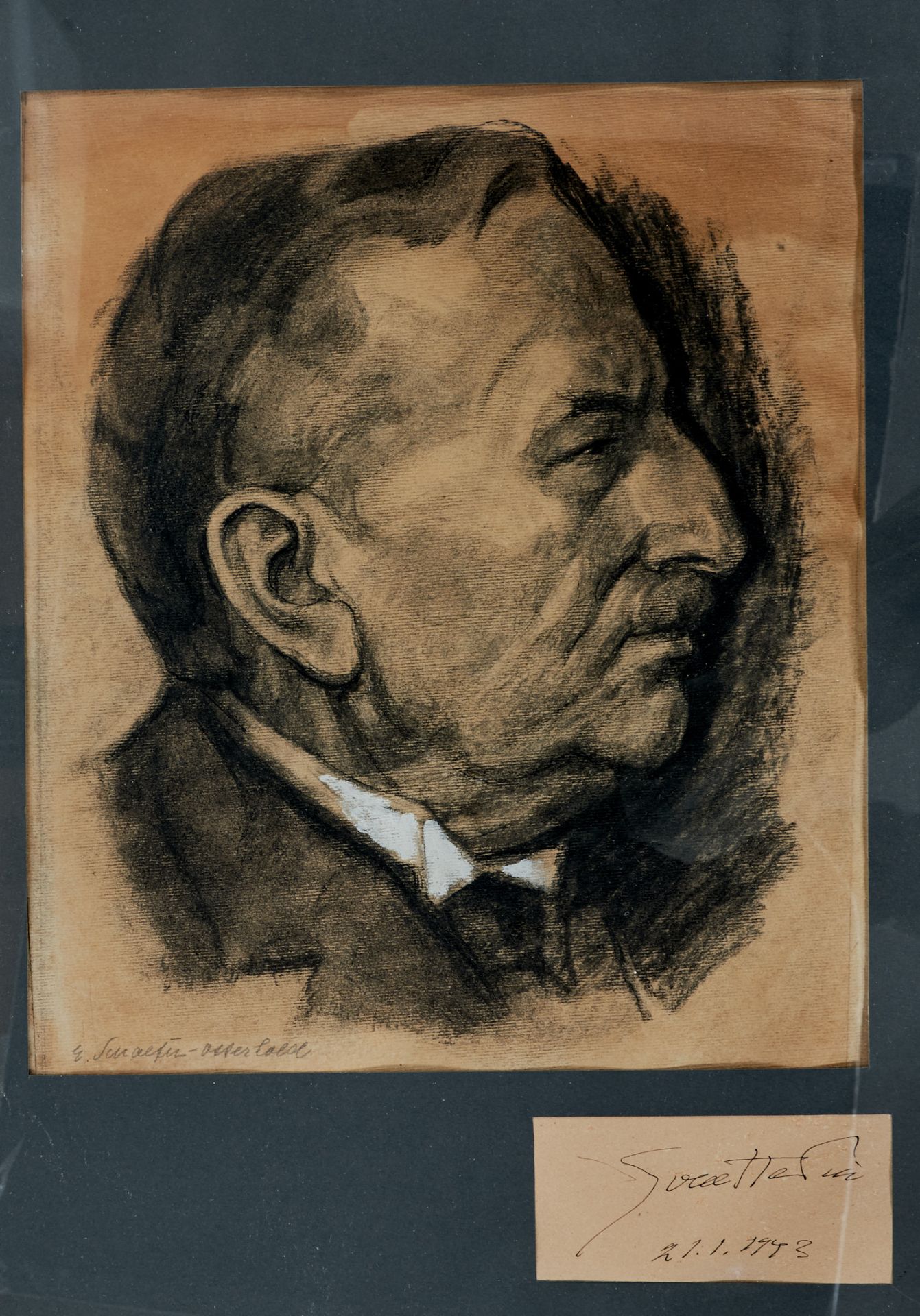 Schaefer-Osterhold, Edmund Bremen 1880-1959 Unterwössen bei München), Sven Hedin. Kohle und Kreide