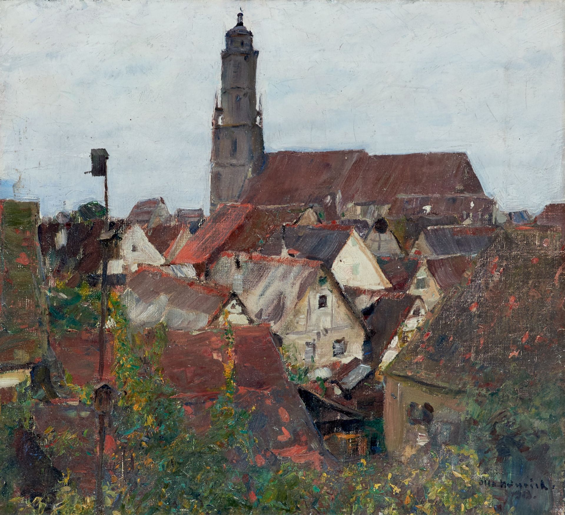 Heinrich, Otto (Berlin 1891-1967 Potsdam), Nördlingen, Blick auf die Georgskirche. Öl auf