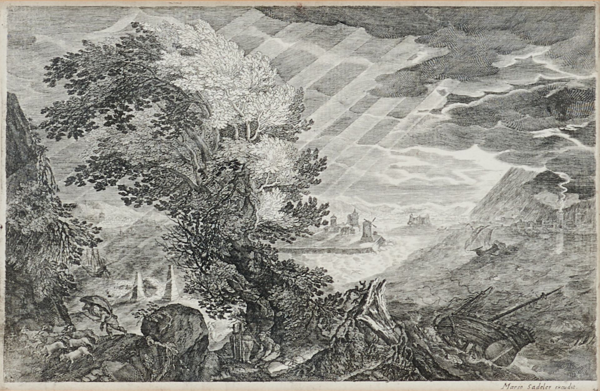 Sadeler, Marcus (wohl München 1614 - um 1660), Winterlandschaft - Landschaft mit aufziehendem - Bild 4 aus 4