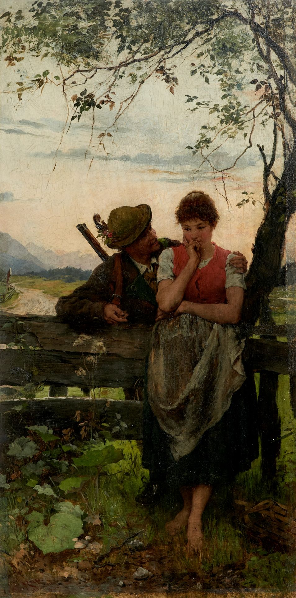 Rau, Emil (Dresden 1858-1937 München), Der Förster und das Mädchen. Öl auf Holz. Sign., - Image 4 of 4