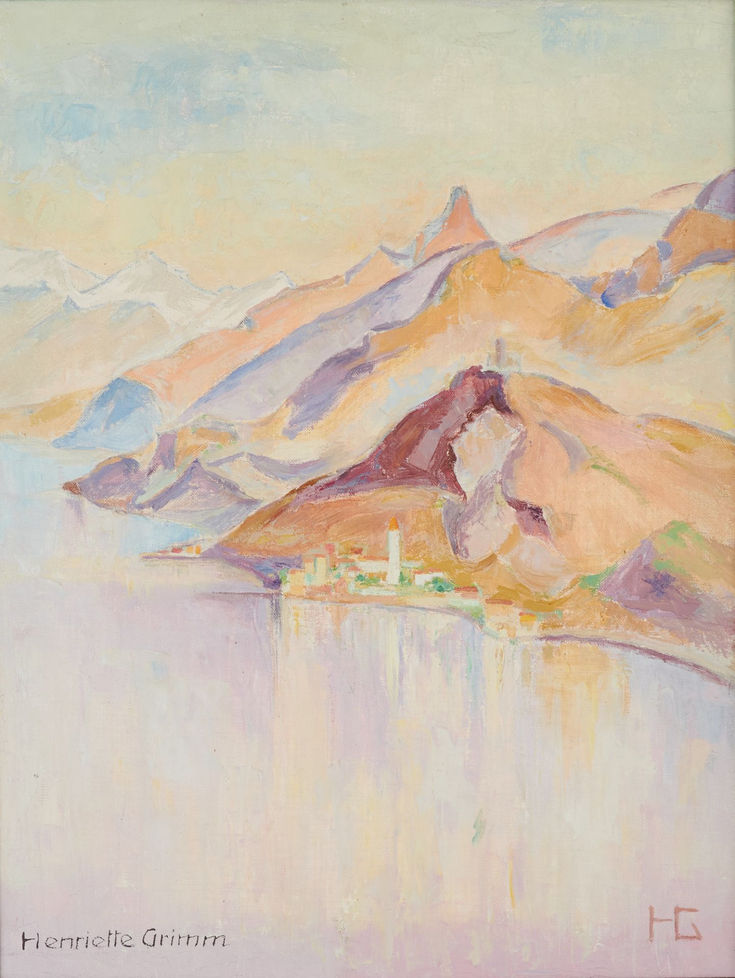 Grimm, Henriette (Basel 1894-1965 Baden-Baden), Bellagio am Comer See. Öl auf Leinwand. Sign. und