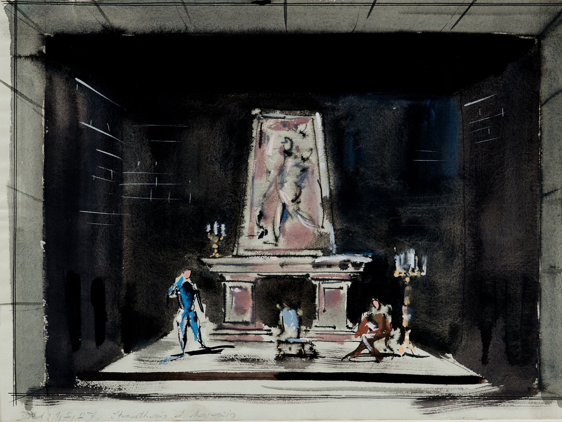 Neher, Caspar (Augsburg 1897-1962 Wien), 5 Bühnenentwürfe für "Die begnadete Angst" von Georges - Image 2 of 4