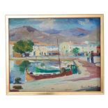 Roch Minué, Pascal (1899-1977), Hafen auf Ibiza. Öl auf Hartfaserplatte. Sign., nicht dat. (um