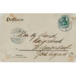 Erzberger, M., Politiker (1875-1921). E. Postkarte mit U. Dat. Berlin, 12. 12. 1908. 9,3 x 13,7