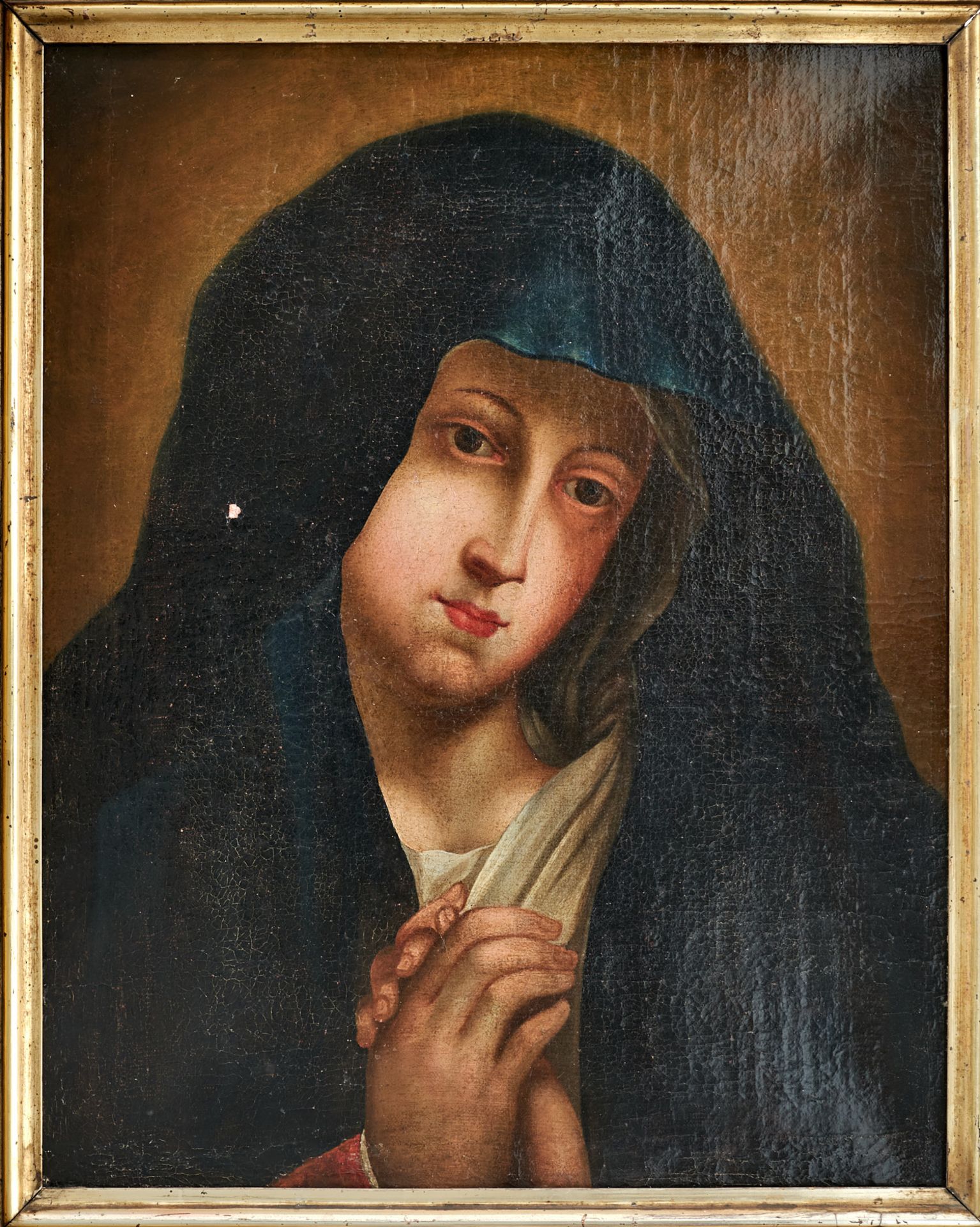 Süddeutscher Maler des 18. Jahrhunderts Mater Dolorosa. Öl auf Leinwand, doubliert. Nicht sign.