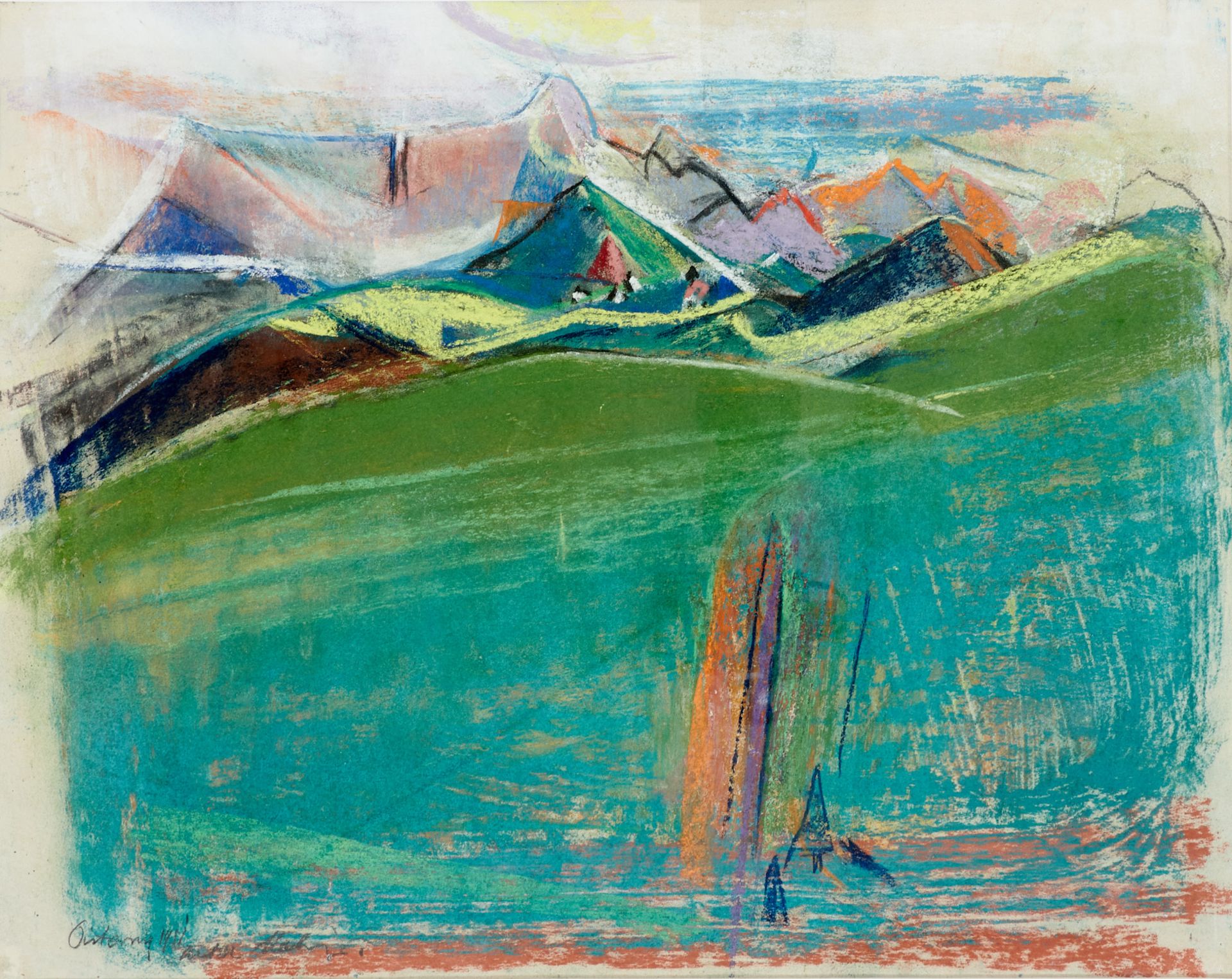 Mahringer, Anton (Neuhausen auf den Fildern 1902-1974 Villach), Oisternig im Gailtal. Pastell.