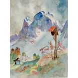 Italien Südtirol - "Campitell(o) b/ Bozen" - "Sass Rigais". 2 Aquarelle auf Papier von L.