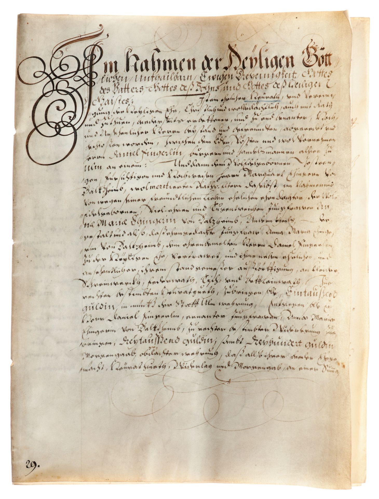 Ulm Sammlung von 4 Ulmer Heiratsbriefen, jeweils in Libellform (davon 2 in beiden Ausfertigungen).