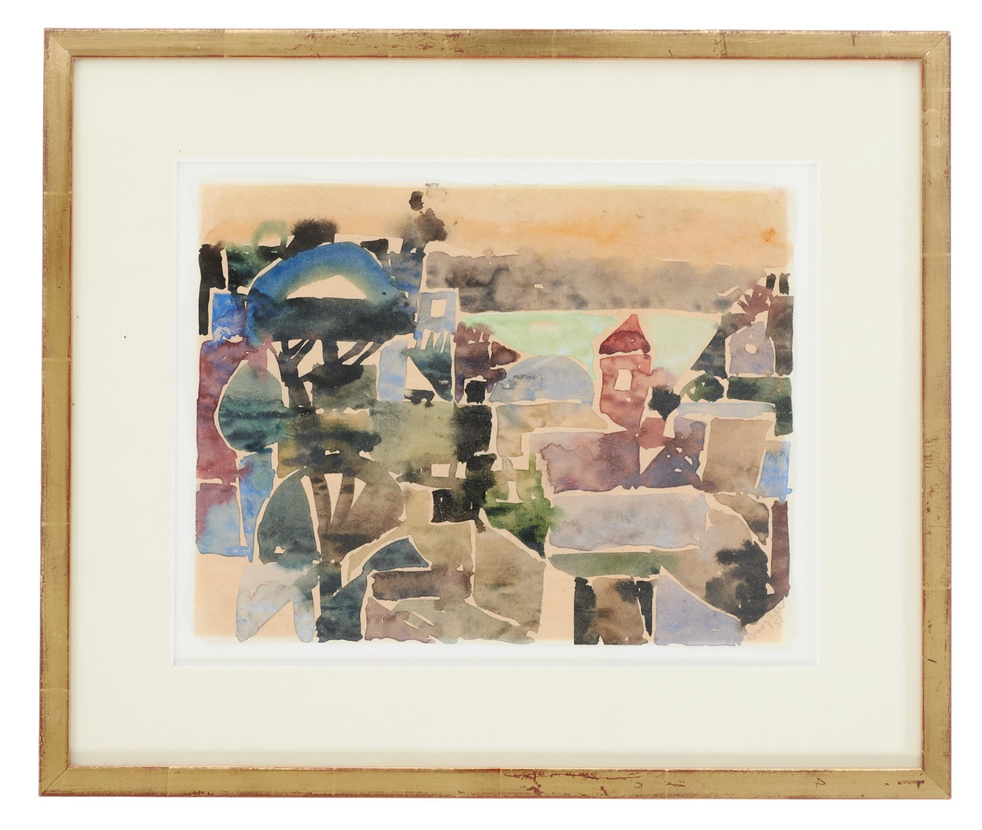 Bargheer, Eduard (Hamburg 1901-1979 ebda.), Landschaft. Aquarell auf dünnem Papier. Sign. und - Bild 2 aus 2