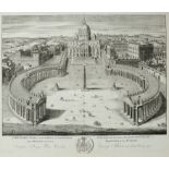 Italien Rom Vatikan - "Templum divi Petri, arcuato porticu cinctum fontibus, atque Obelisco