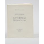 Mit Widmung Carco, F., Souvenirs sur Katherine Mansfield. Paris, Le Divan, 1934. 4°. 38 S., 2 Bl.