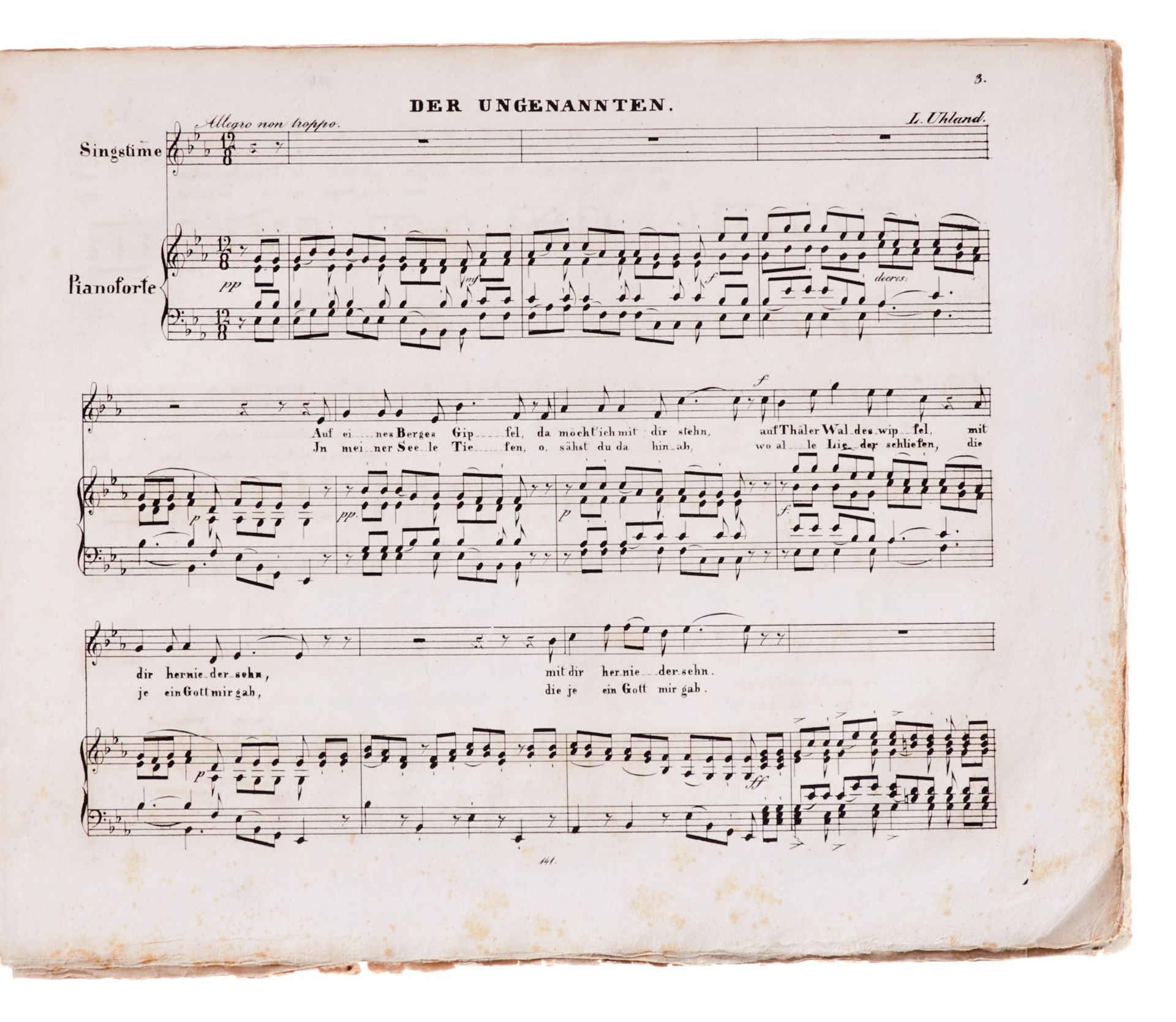 Grenzebach, E., Sechs Lieder für eine Singstimme mit Pianofortebegleitung ... seinem Freunde Herrn - Bild 2 aus 2