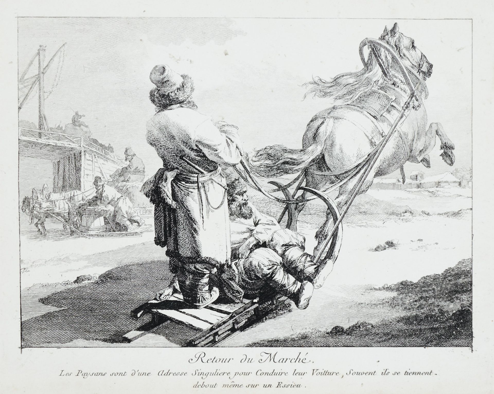 Leprince, Jean Baptiste (Metz 1734-1781 St. Denise-du-Port), Russisches Volksleben. 6 Radierungen ( - Bild 4 aus 4