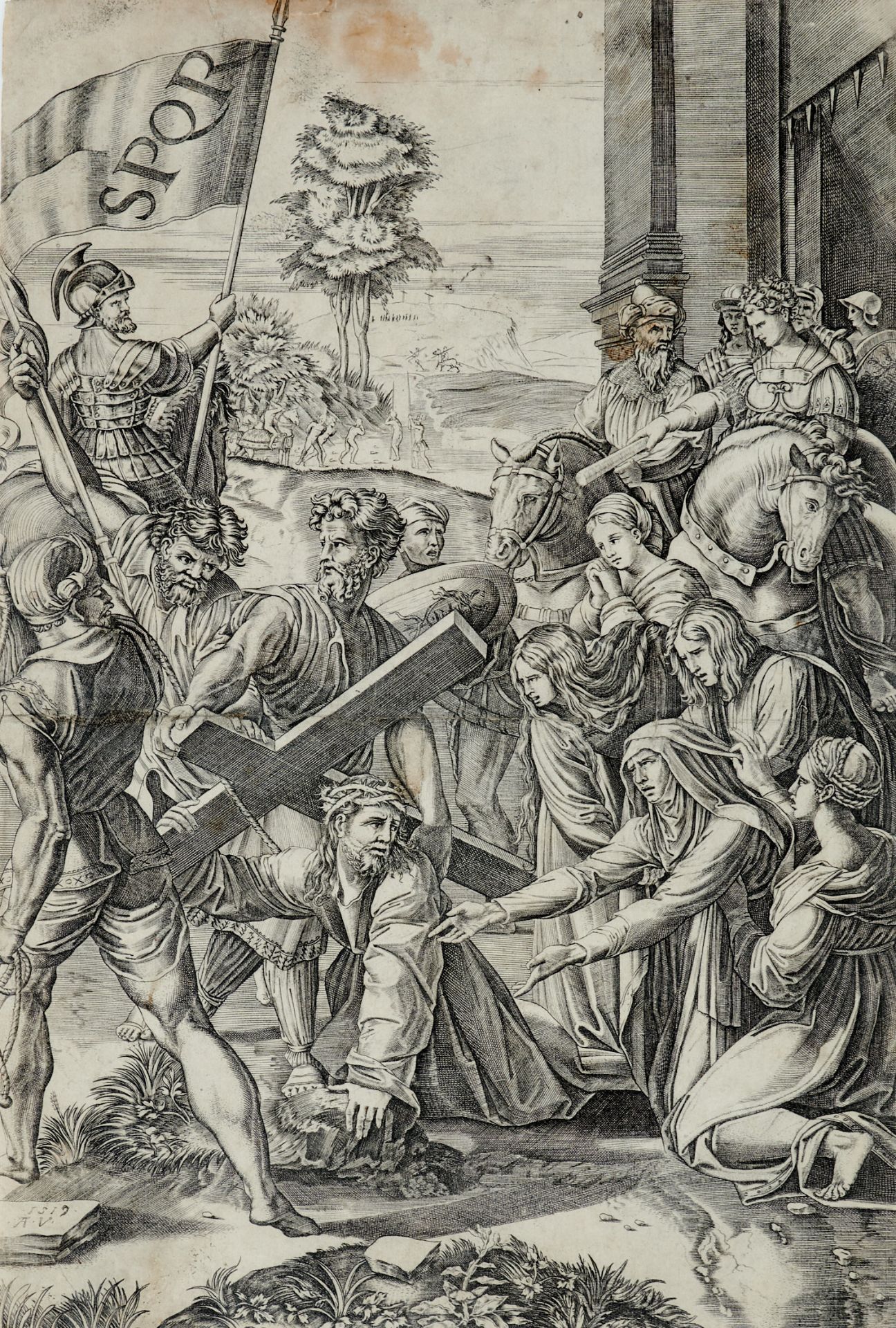 Musi, Agostino dei, genannt Agostino Veneziano (Venedig 1490 - ca. 1569), Die Kreuztragung