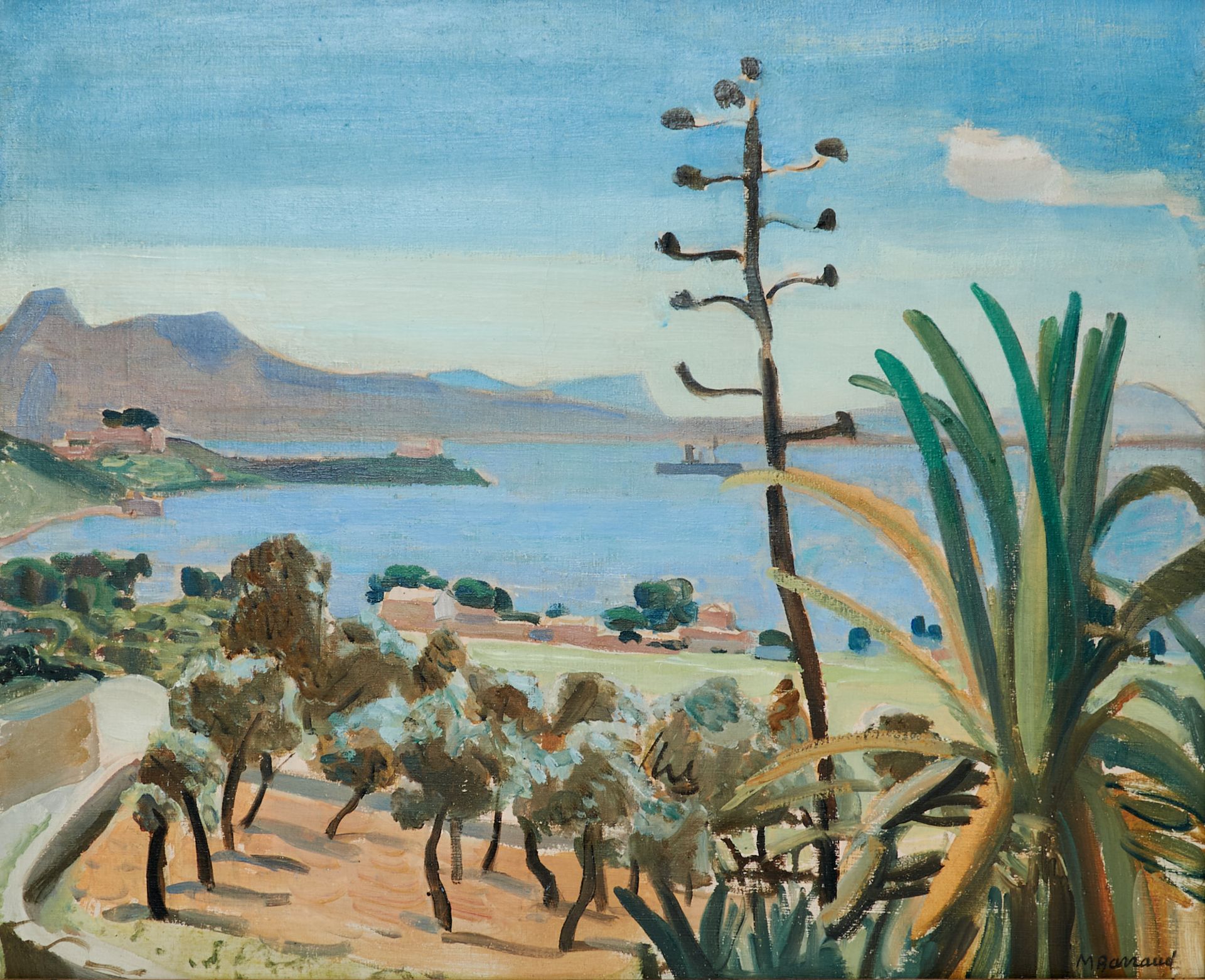 Barraud, Maurice (Genf 1889-1954 ebda.), La baie de Pollenca. Öl auf Leinwand. Sign., verso auf - Bild 2 aus 3