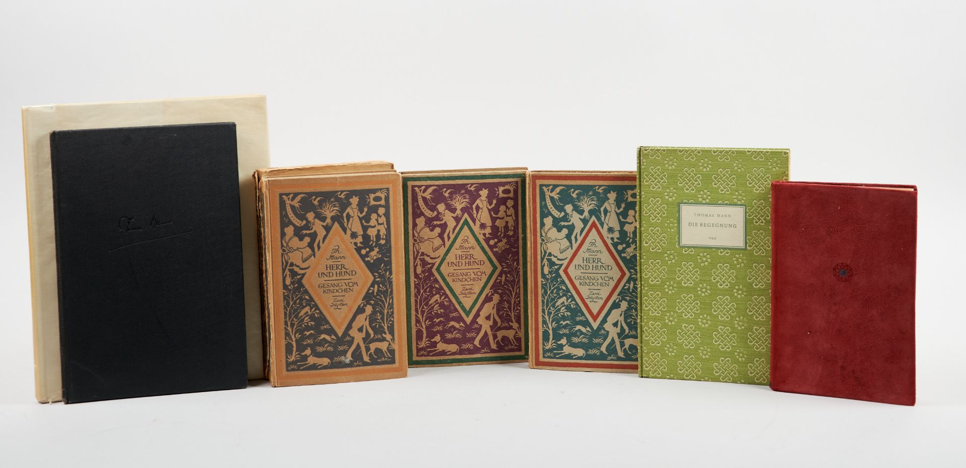 Mann Sammlung von 7 Bänden mit Werken von Thomas Mann in ersten oder frühen Ausgaben. 1915-1953. (