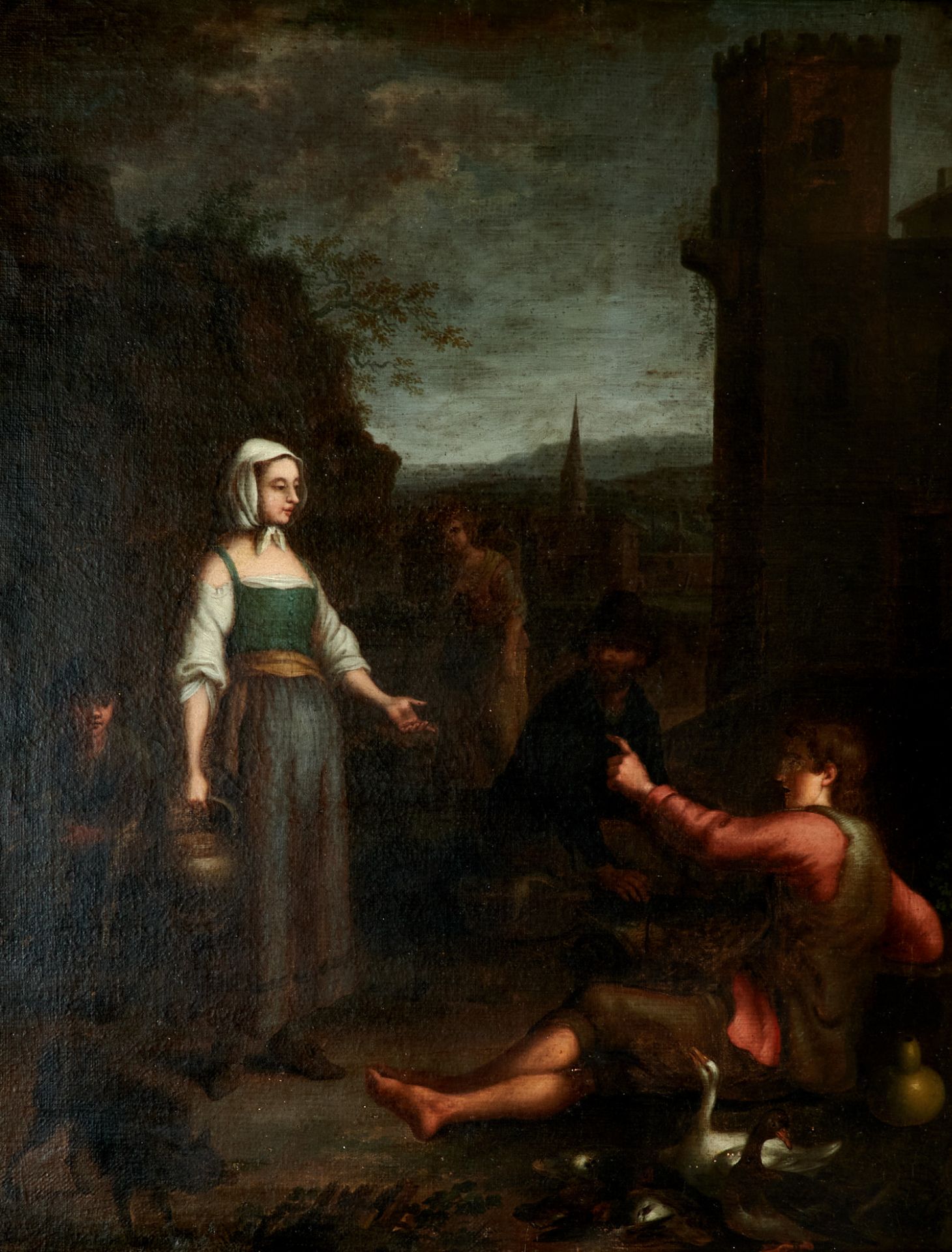 Italienischer Maler der 2. Hälfte des 18. Jahrhunderts Paar Genredarstellungen. Öl auf Leinwand, - Bild 2 aus 4