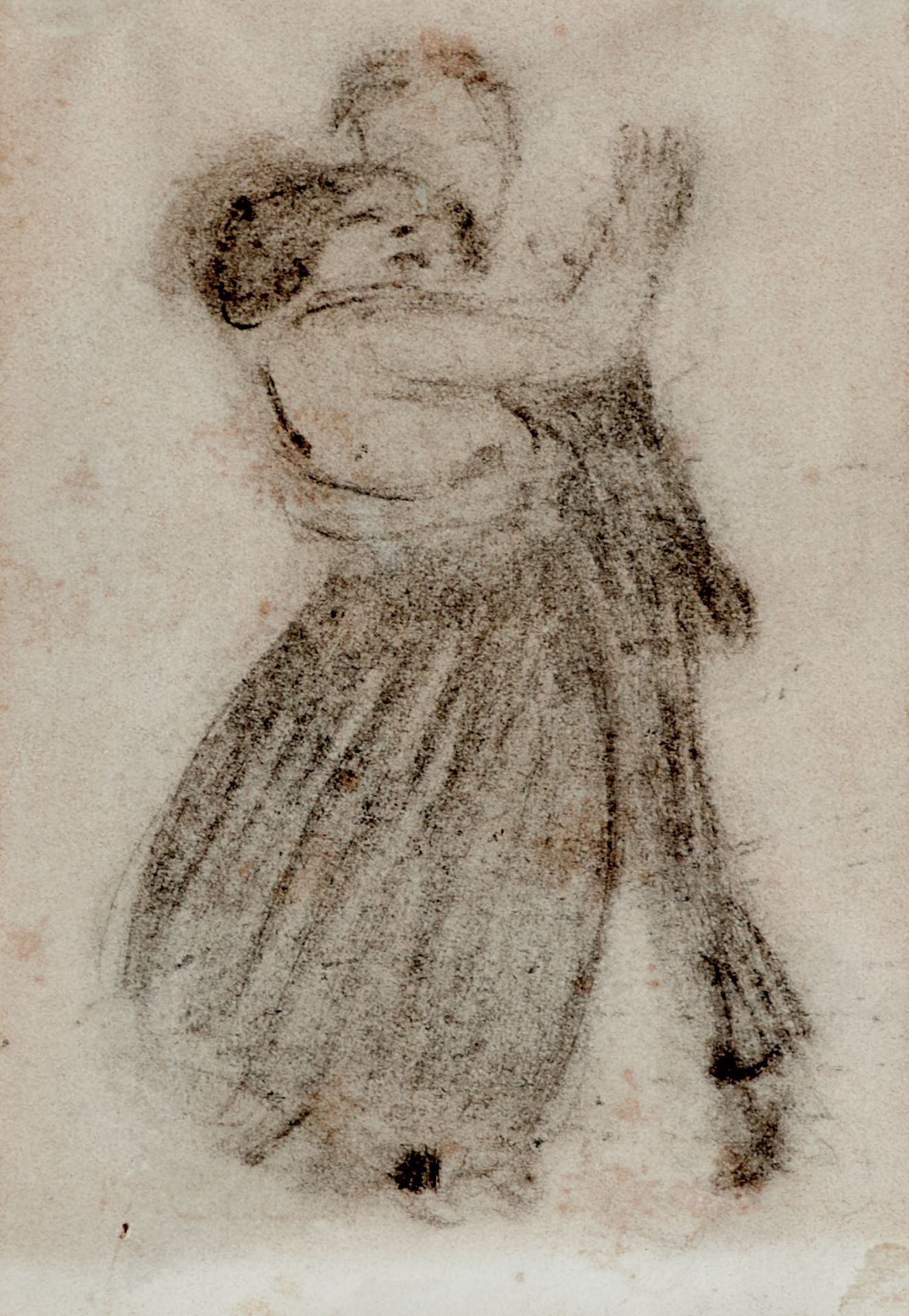 Zille, Heinrich (Radeburg 1858-1929 Berlin; Zuschreibung), Tanzendes Paar. Kohlestift auf Papier.