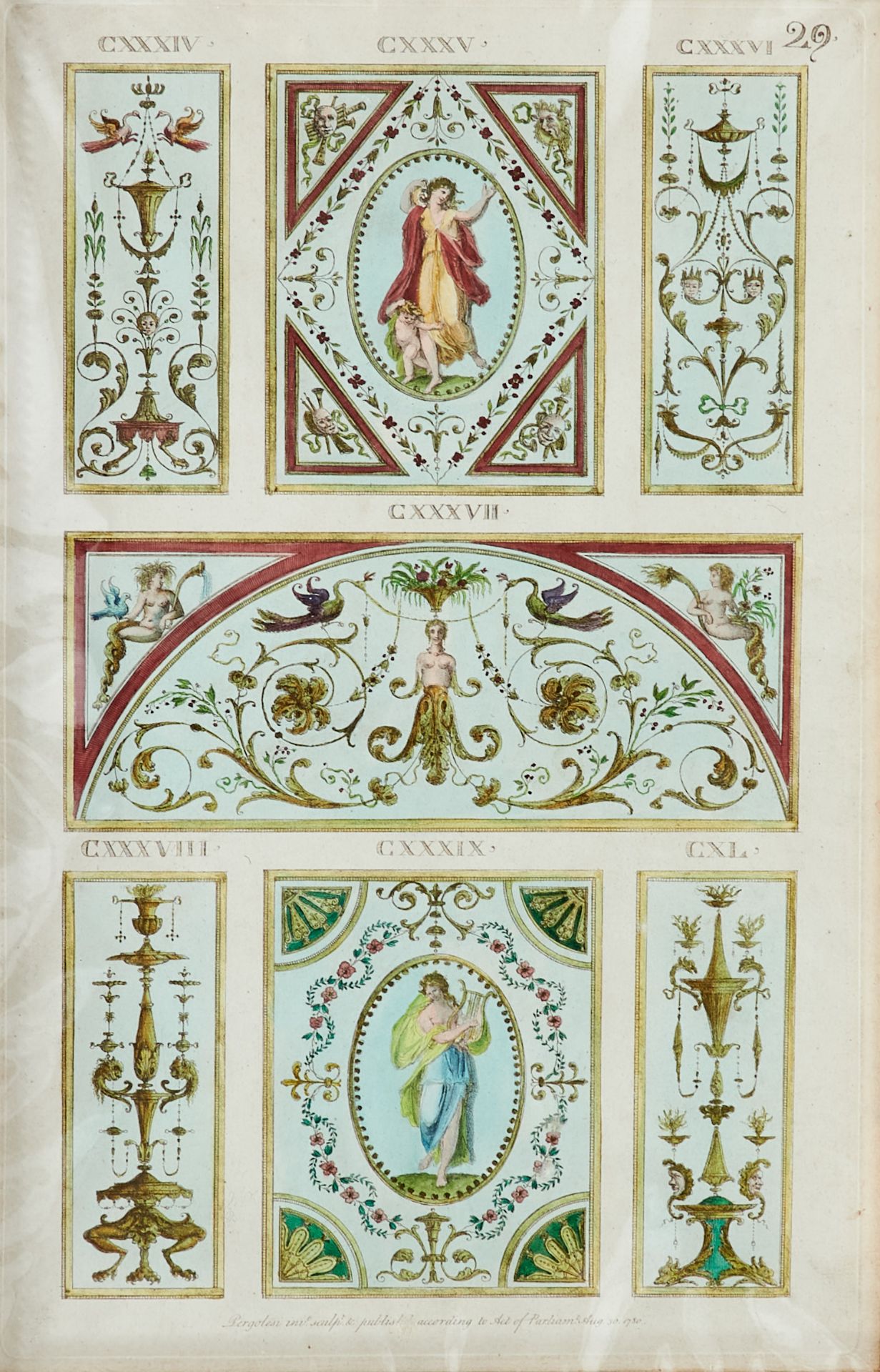 Ornamentik Pergolesi - 4 kolor. Kupferstiche von und nach M. Pergolesi aus "Designs for Various - Image 3 of 4