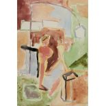 Leber, Wolfgang (geboren 1936 in Berlin), Figuren in der Stadt. Aquarell. Sign., nicht dat. (um