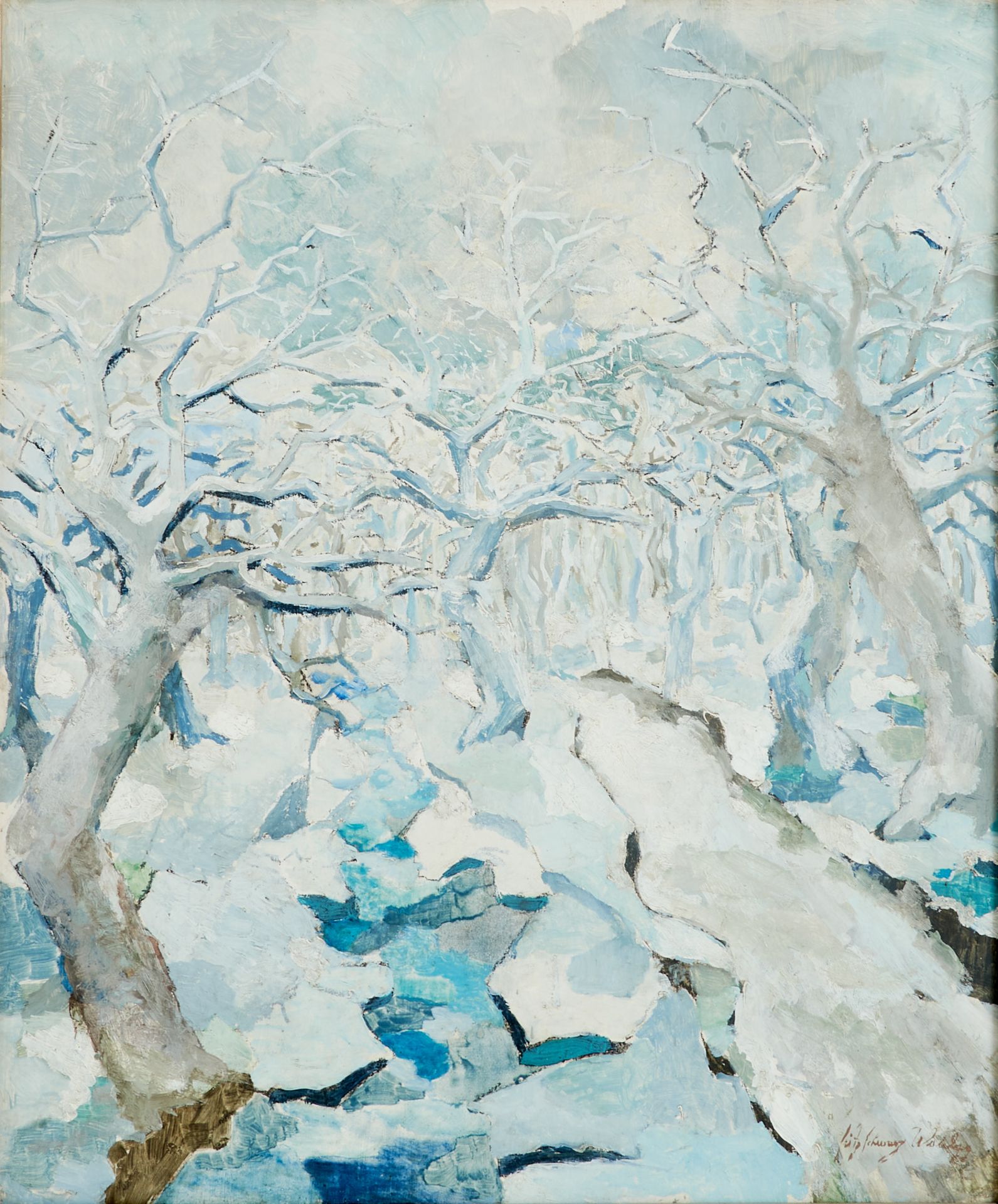 Schwarz-Waldegg, Fritz (Wien 1889-1942 Maly Trostinez bei Minsk), Winterliche Bachlandschaft. Öl auf - Bild 2 aus 3