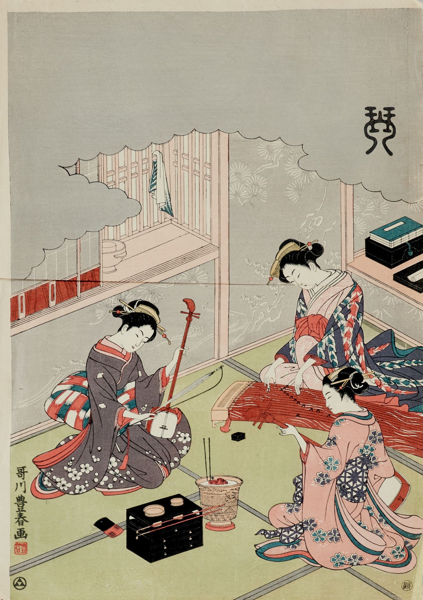 Ostasien Japan Utamaro, Kitagawa (1753-1806, nach), Parodie auf die Freilassung der Kraniche durch