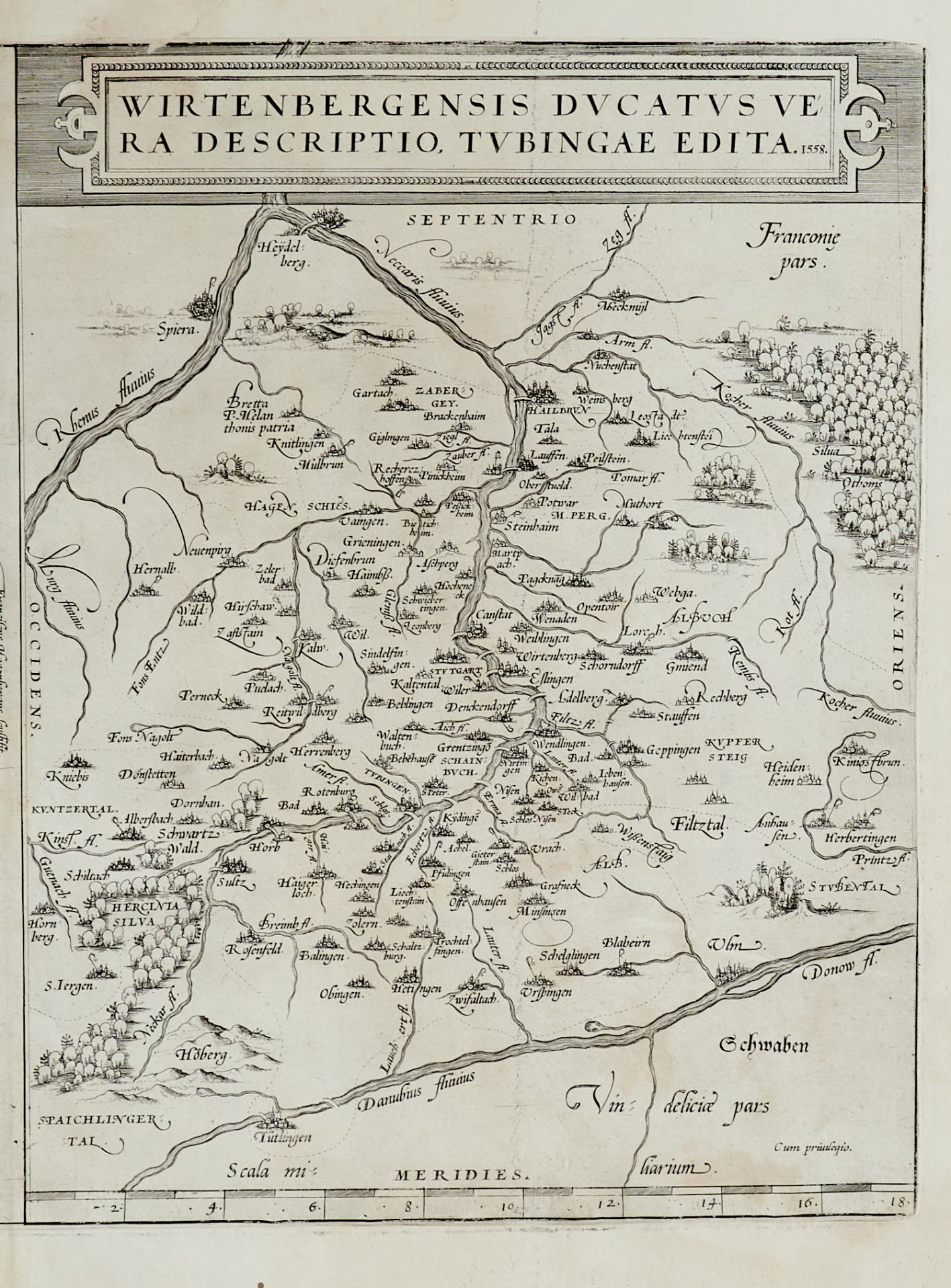 Württemberg - 5 (3 altkolor und 2 unkolor.) Kupferstichkarten des 16. bis 18. Jhdts. von - Image 3 of 3