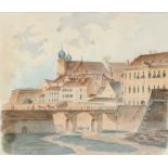 Österreich Wien - "Dominikanerbastei Wien 1850". Aquarell über Bleistift, monogr. E. H. und dat.