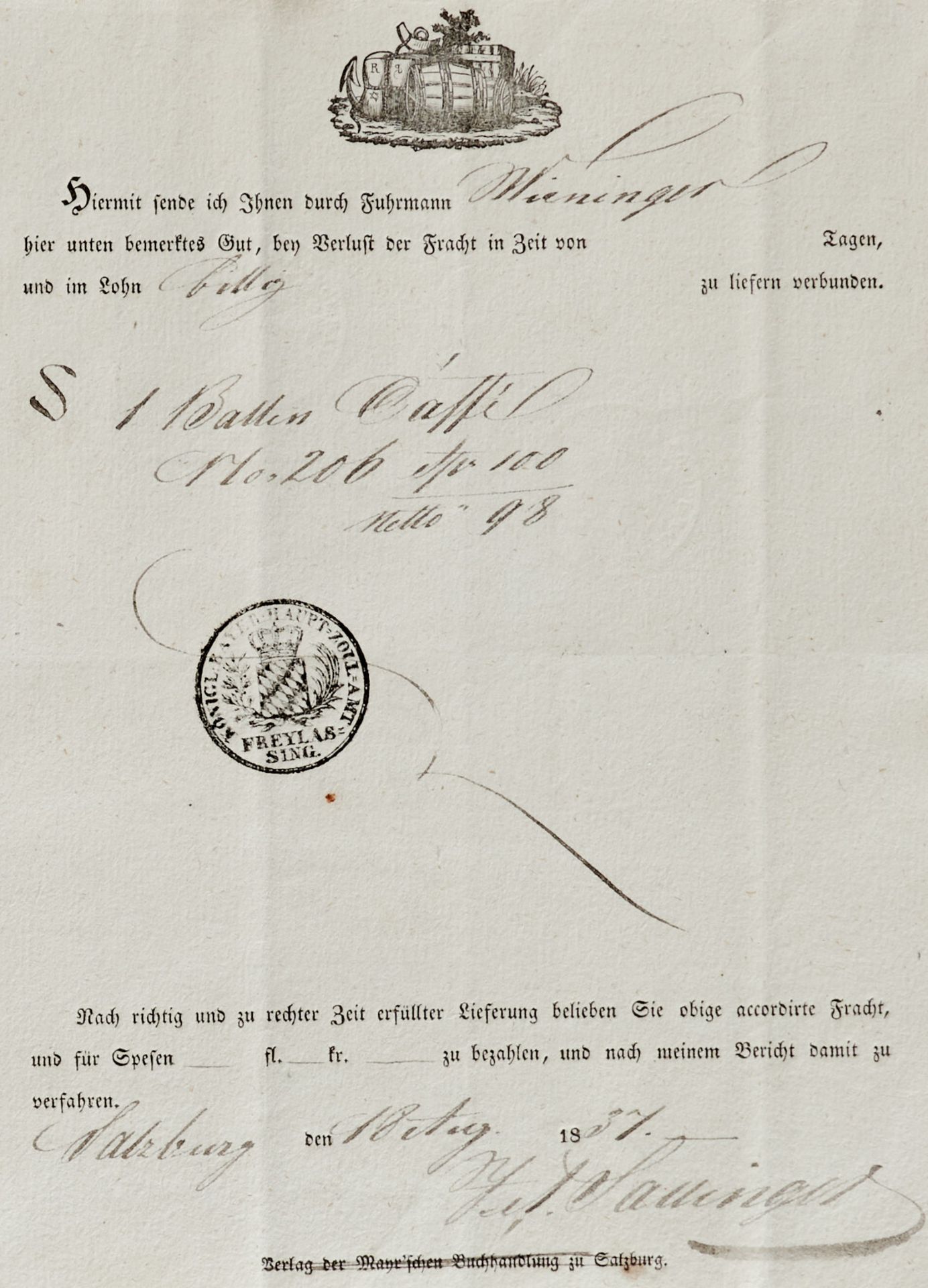 Fuhrmanns- und Frachtbriefe Sammlung von 17 Dokumenten aus dem Frachtwesen, meist Fuhrmanns- und - Bild 2 aus 5