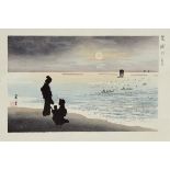 Shoun, Yamamoto (Kochi 1870-1965), Zwei Frauen an der Küste. Farbholzschnitt. Sign. und beschriftet,