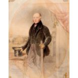Holmes, James (1777-1860), Herrenporträt. Aquarellierte Bleistiftzeichnung auf Karton. Sign. und
