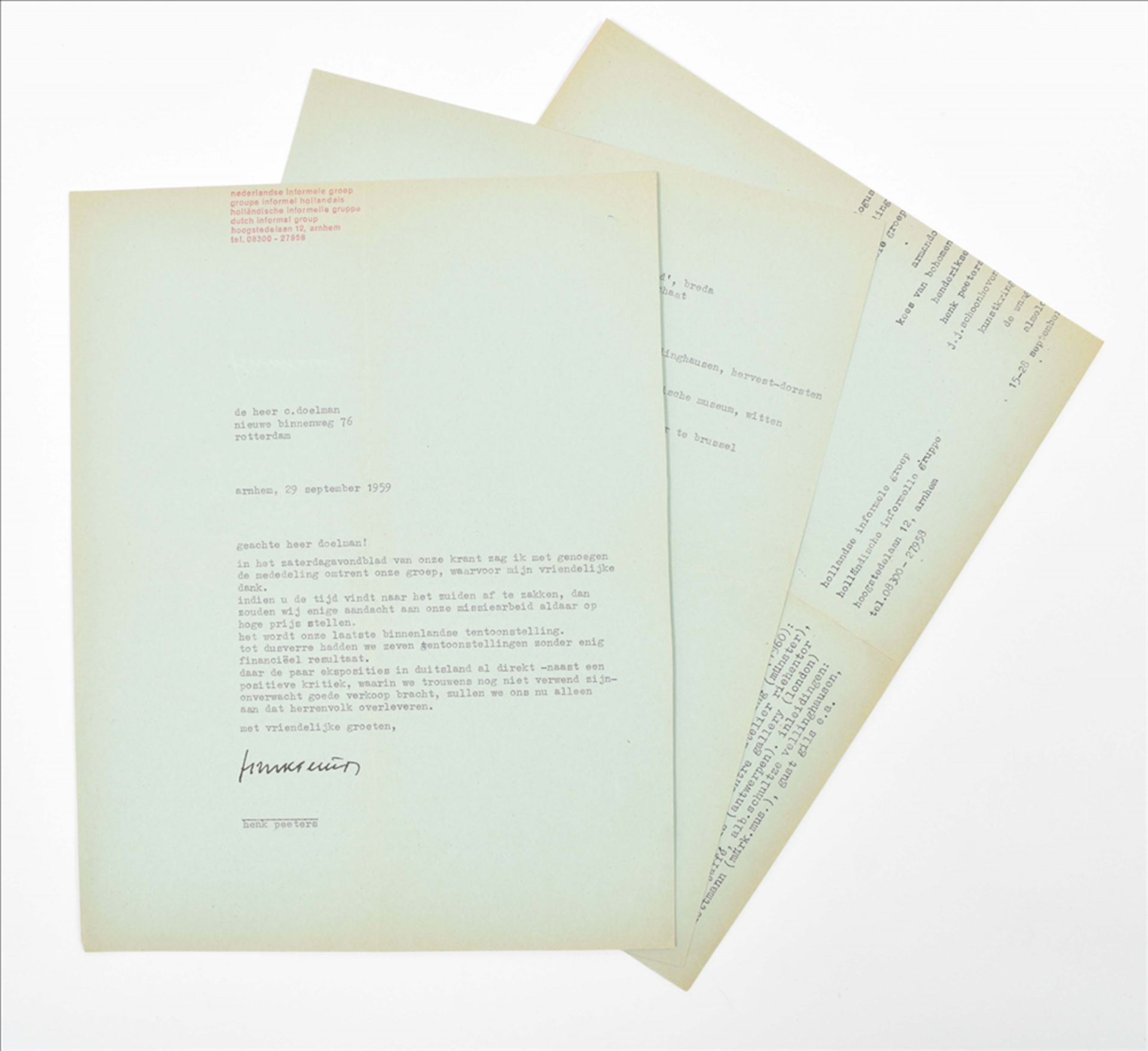 Large set of documents concerning the Dutch Informal Group, 1959-1960 - Bild 3 aus 9