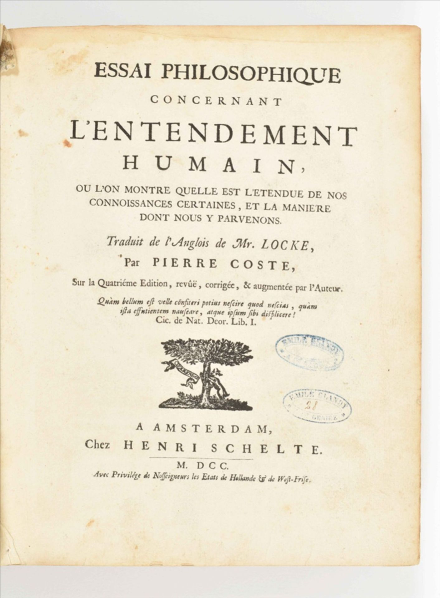 Six miscell. titles: (1) John Locke. Essai philosophique concernant l'entendement humain, - Bild 5 aus 10