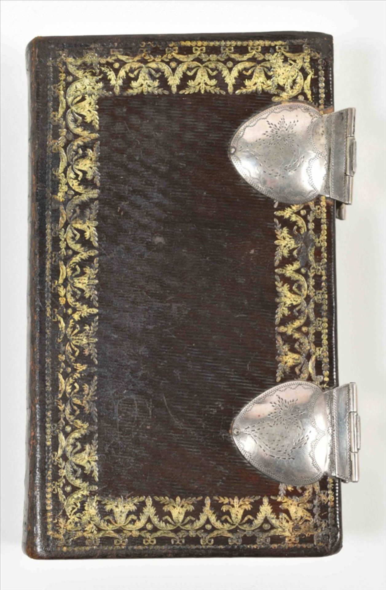[Bindings] Early 19th century brown leather binding with two silver clasps and catches - Image 10 of 10