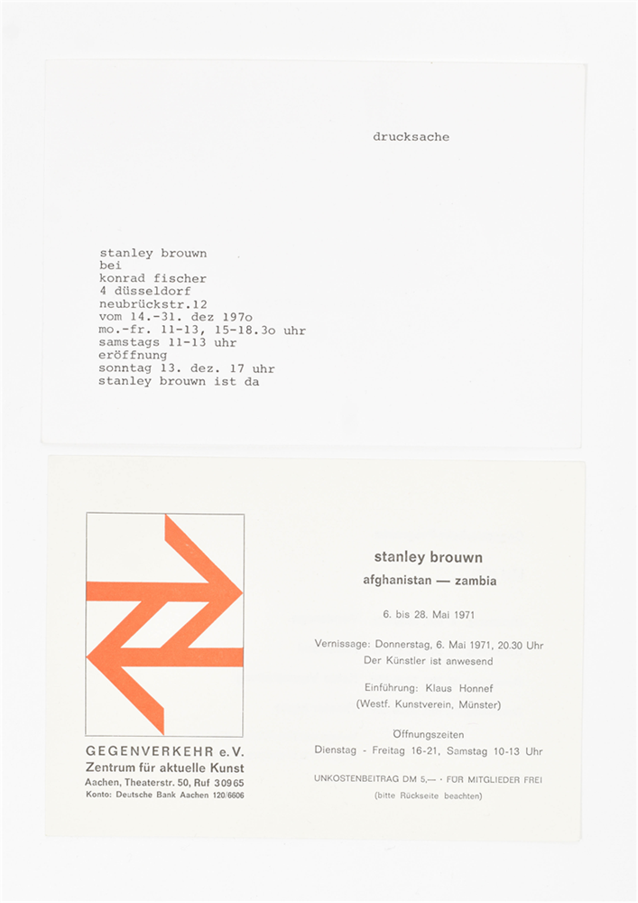 stanley brouwn, 12 invitation cards from 1970-1977 - Image 4 of 8