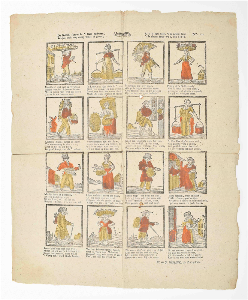 Twelve 19th century catchpenny prints: (1) "De Handel, schoon in 't klein gedreven, - Image 2 of 7