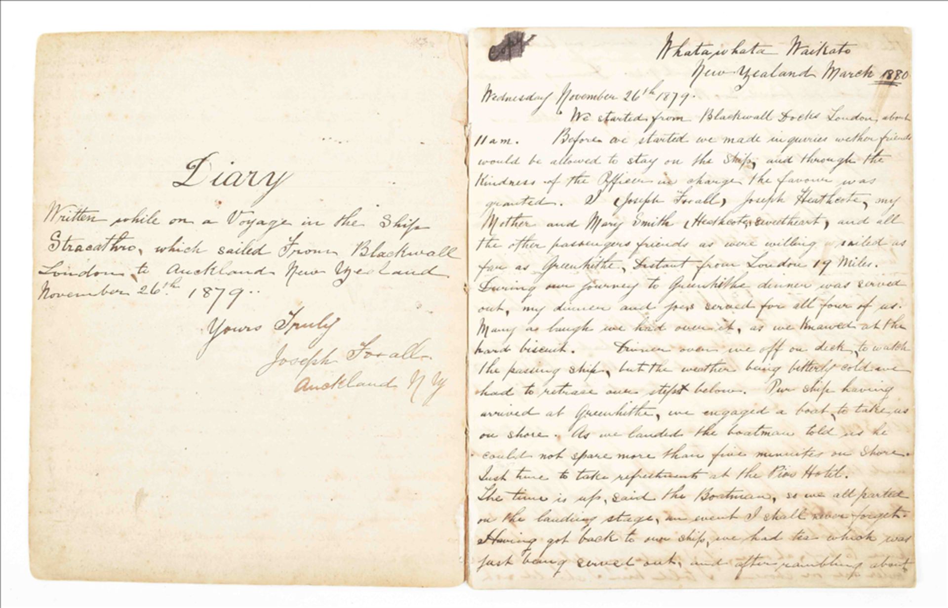 Joseph Forall. Diary. Written while on a voyage in the Ship Stracathro - Image 2 of 6