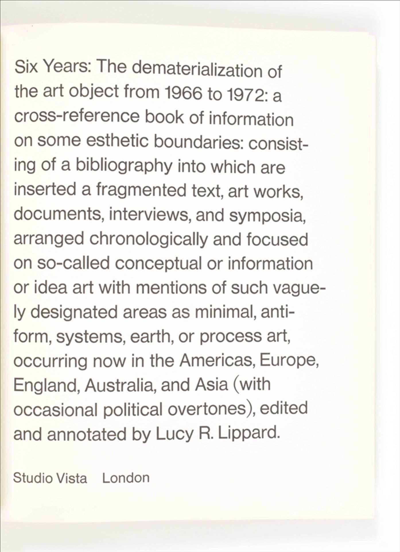 Lucy R. Lippard, Six Years: The dematerialization of the art object - Bild 4 aus 6