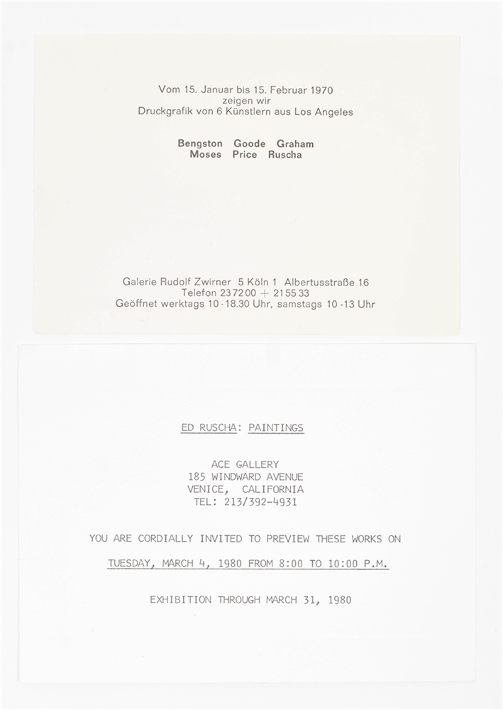 Ed Ruscha, exhibition announcement cards 1970-1980 - Image 5 of 10