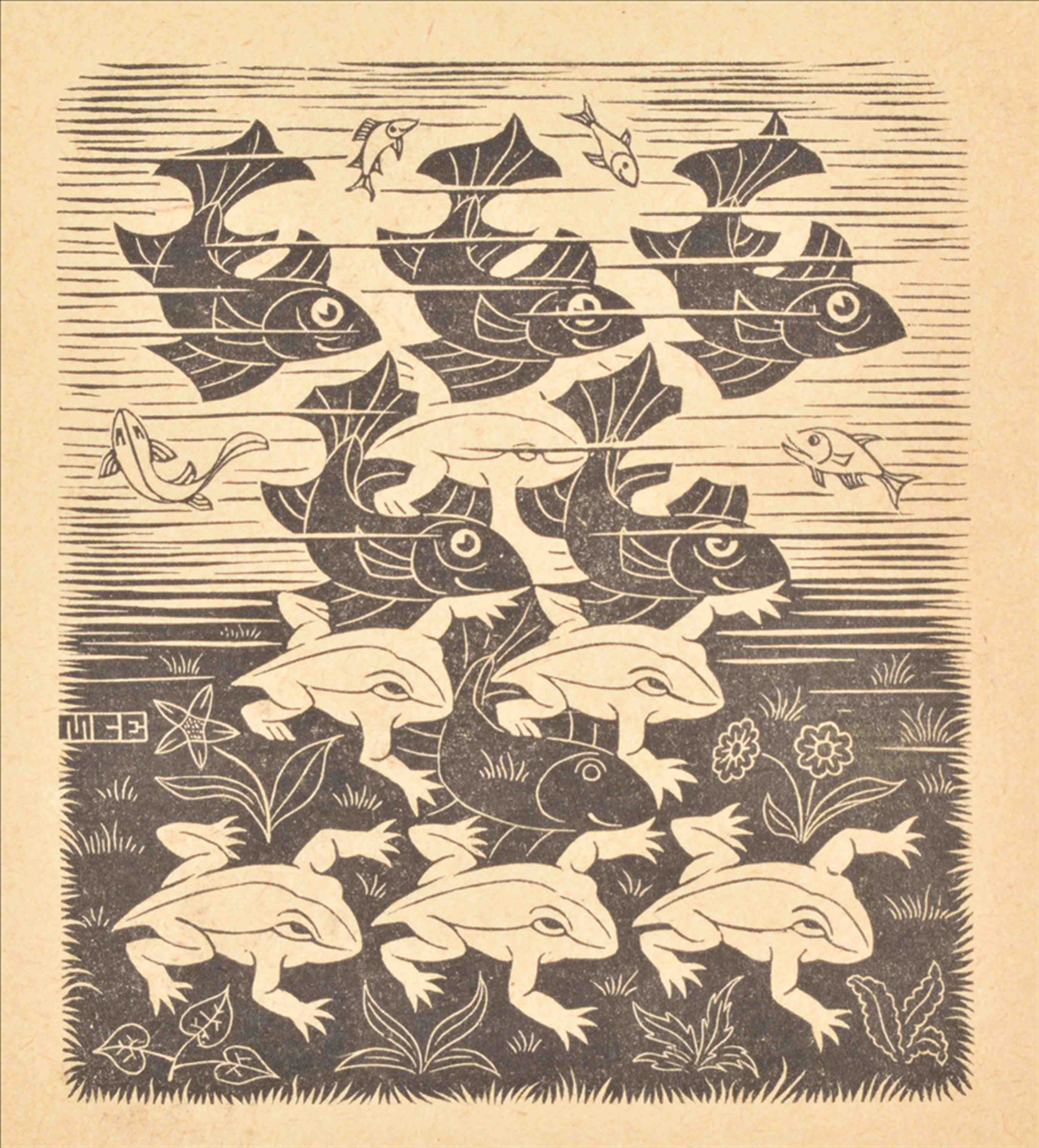 M.C. Escher (1898-1972). Fish and frogs