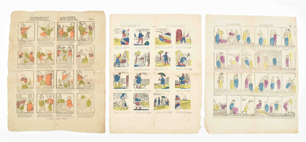 Twelve 19th century catchpenny prints: (1) "De Handel, schoon in 't klein gedreven, - Image 5 of 7